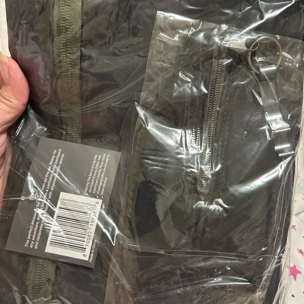 NWT Macy's Black Nylon Pouch Backpack